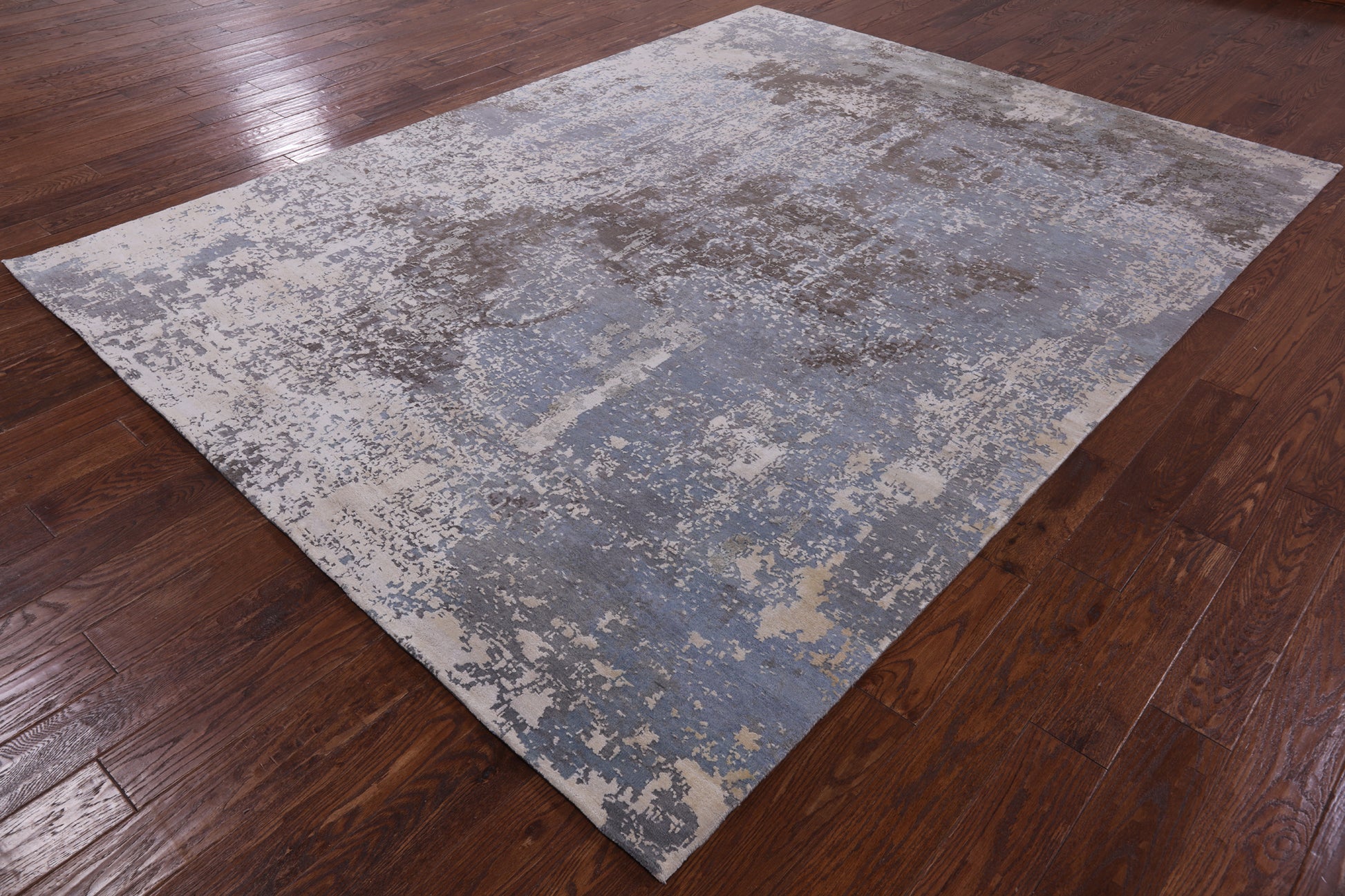 Abstract Contemporary Handmade Wool & Silk Rug - 7' 8" X 10' 1" - Golden Nile