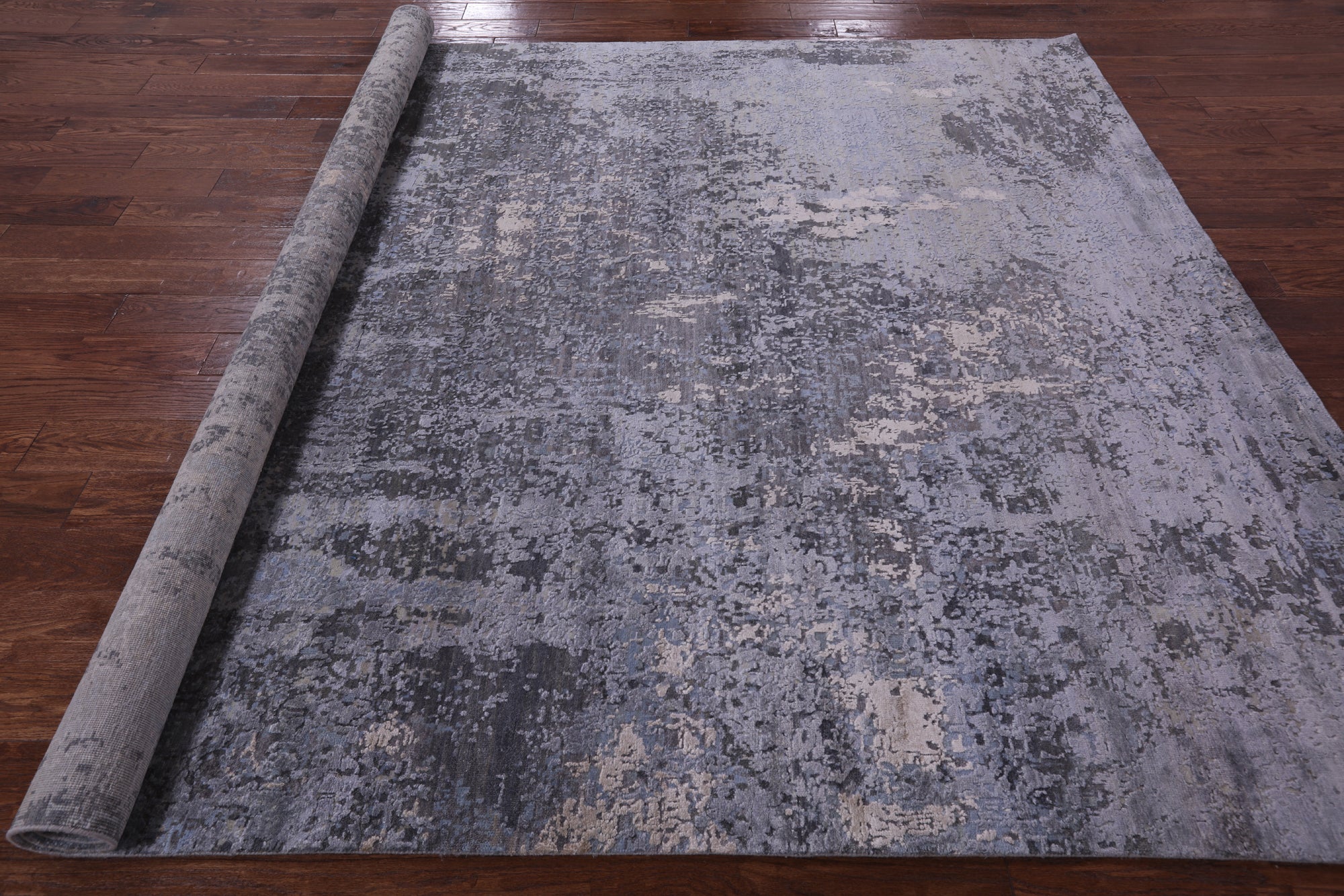 Abstract Modern Handmade Wool & Silk Rug - 7' 10" X 10' 1" - Golden Nile