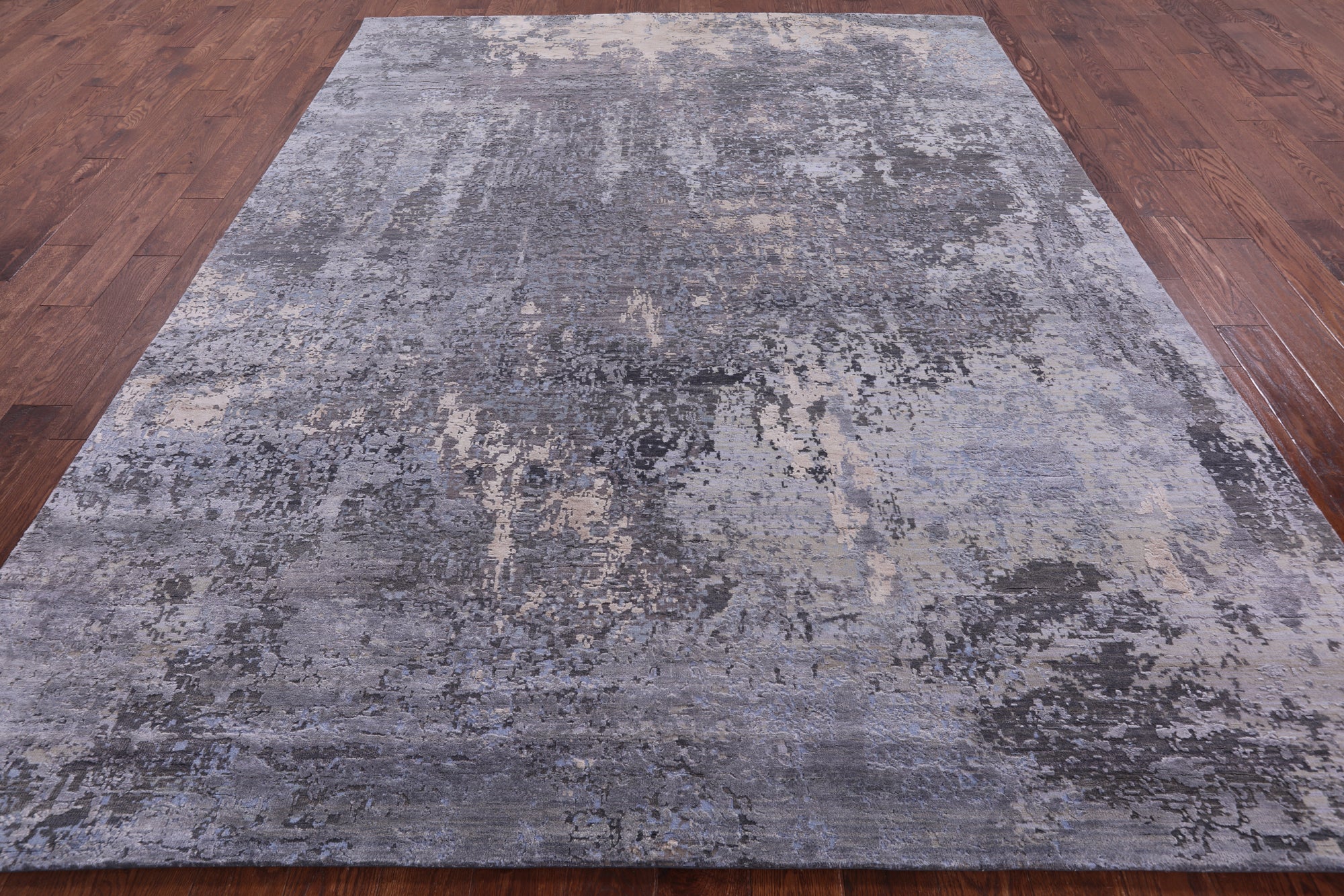 Abstract Modern Handmade Wool & Silk Rug - 7' 10" X 10' 1" - Golden Nile