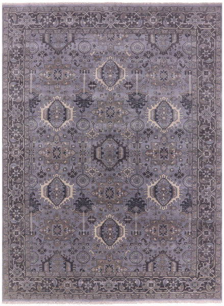 Grey Persian Fine Serapi Hand Knotted Wool Rug - 8' 10" X 11' 10" - Golden Nile