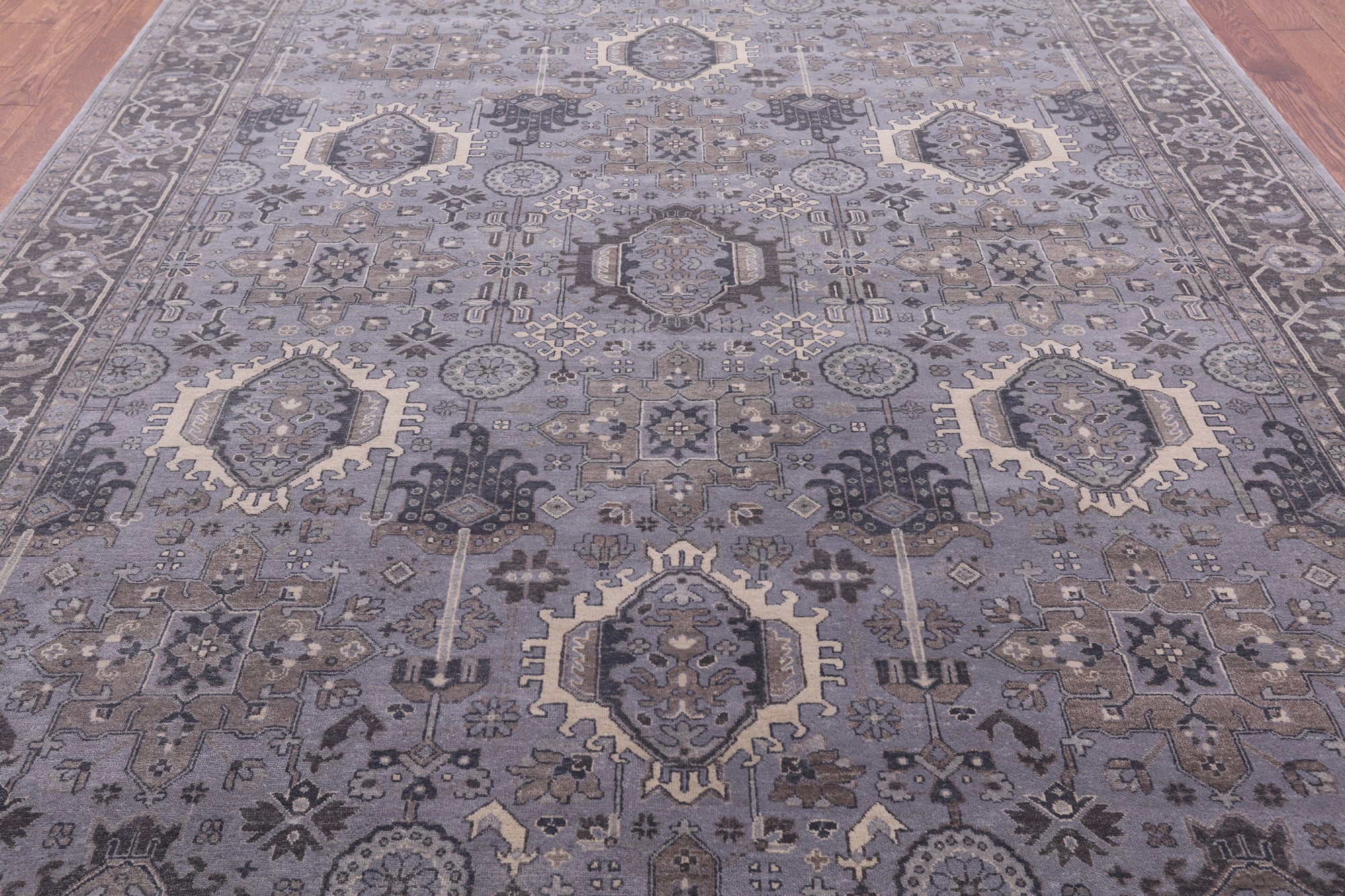 Grey Persian Fine Serapi Hand Knotted Wool Rug - 8' 10" X 11' 10" - Golden Nile
