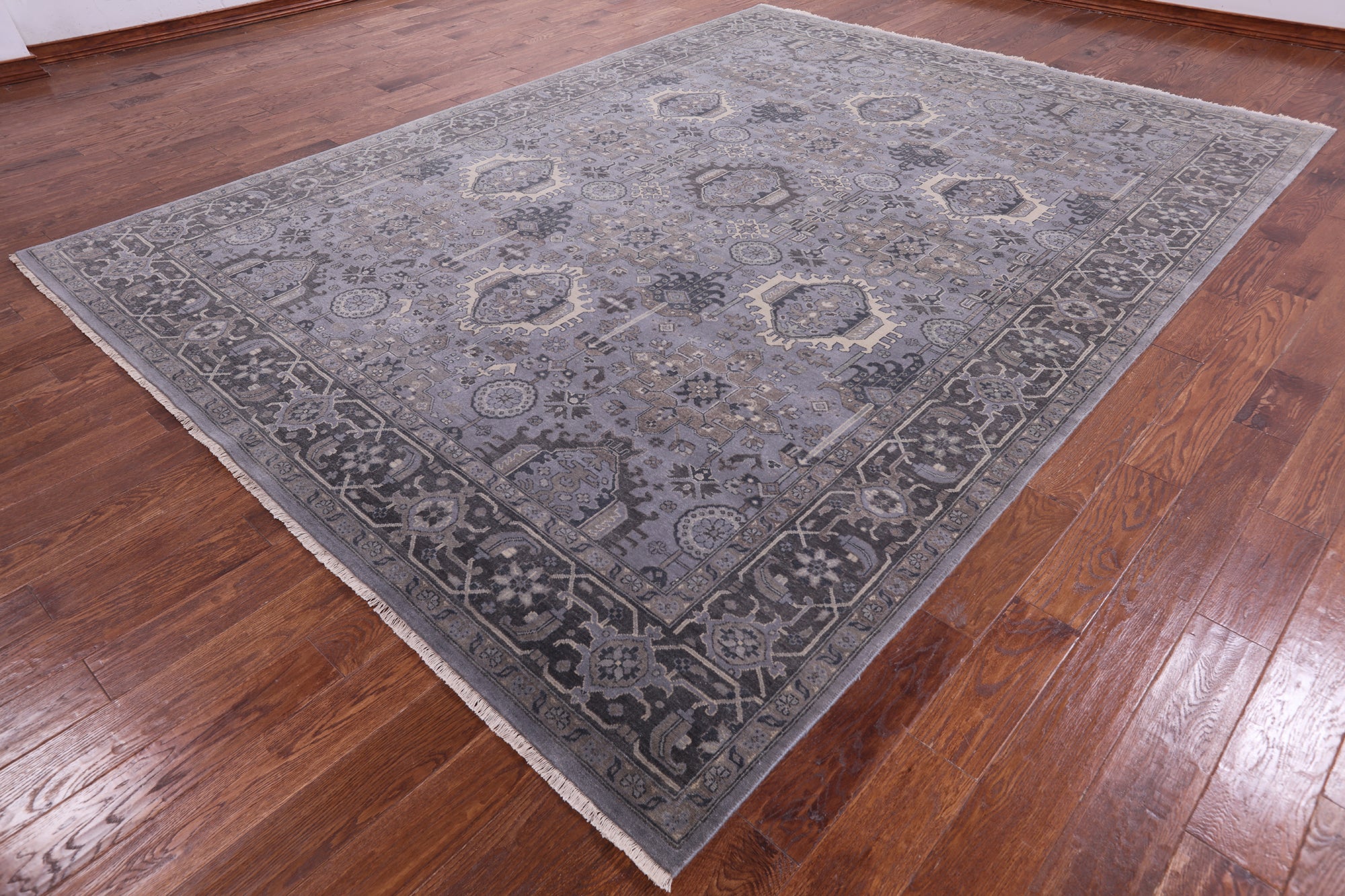Grey Persian Fine Serapi Hand Knotted Wool Rug - 8' 10" X 11' 10" - Golden Nile