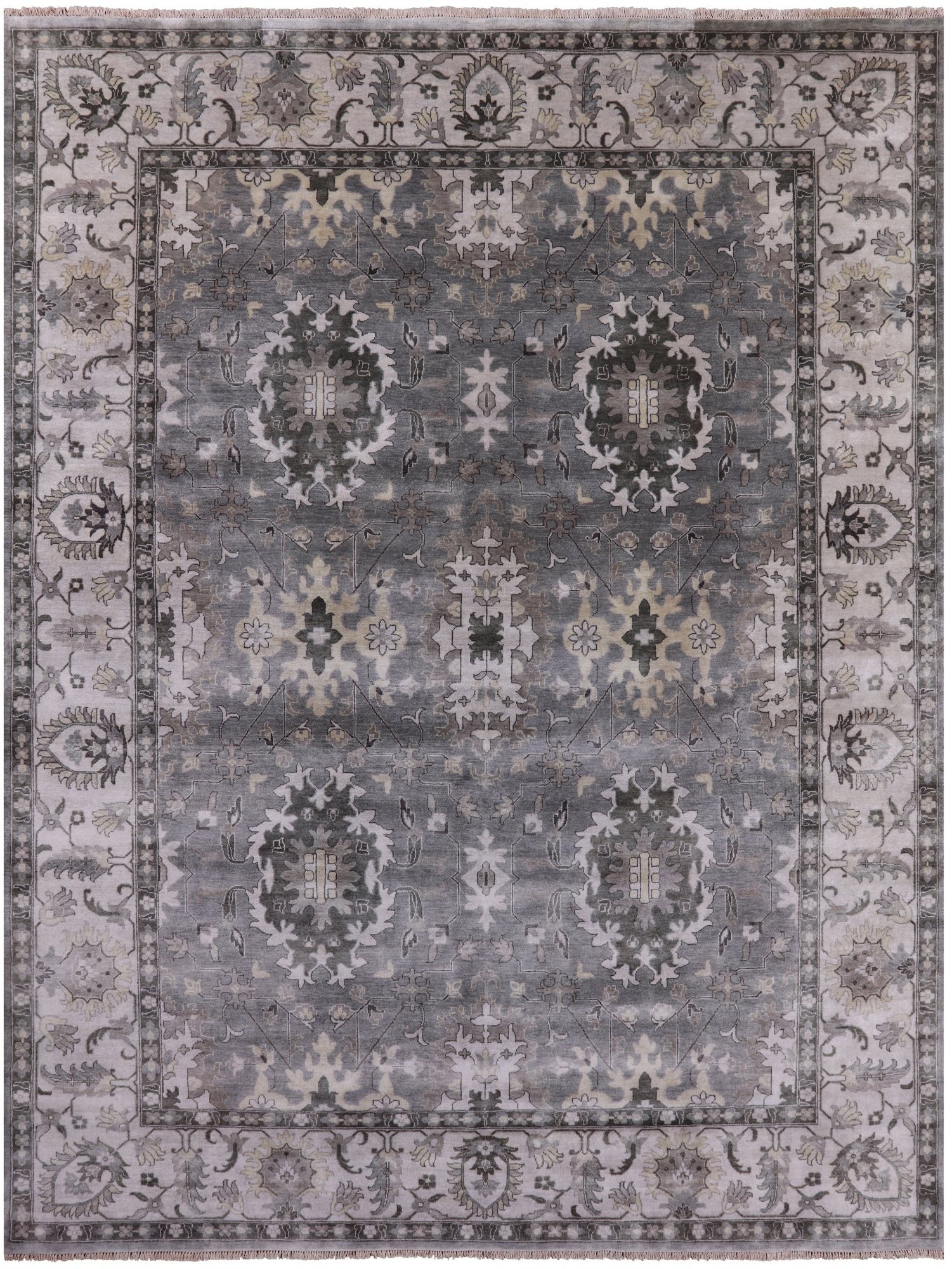 Grey Persian Fine Serapi Hand Knotted Wool Rug - 9' 0" X 11' 10" - Golden Nile