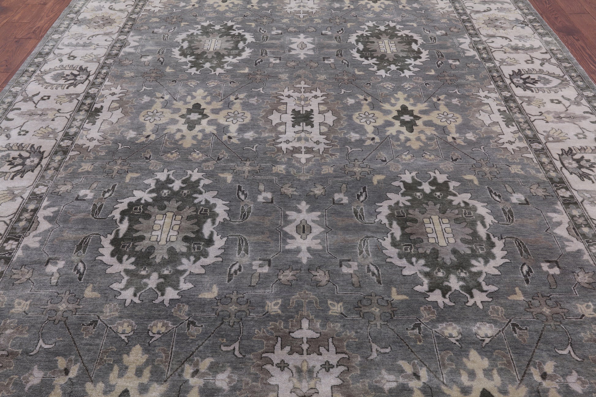 Grey Persian Fine Serapi Hand Knotted Wool Rug - 9' 0" X 11' 10" - Golden Nile