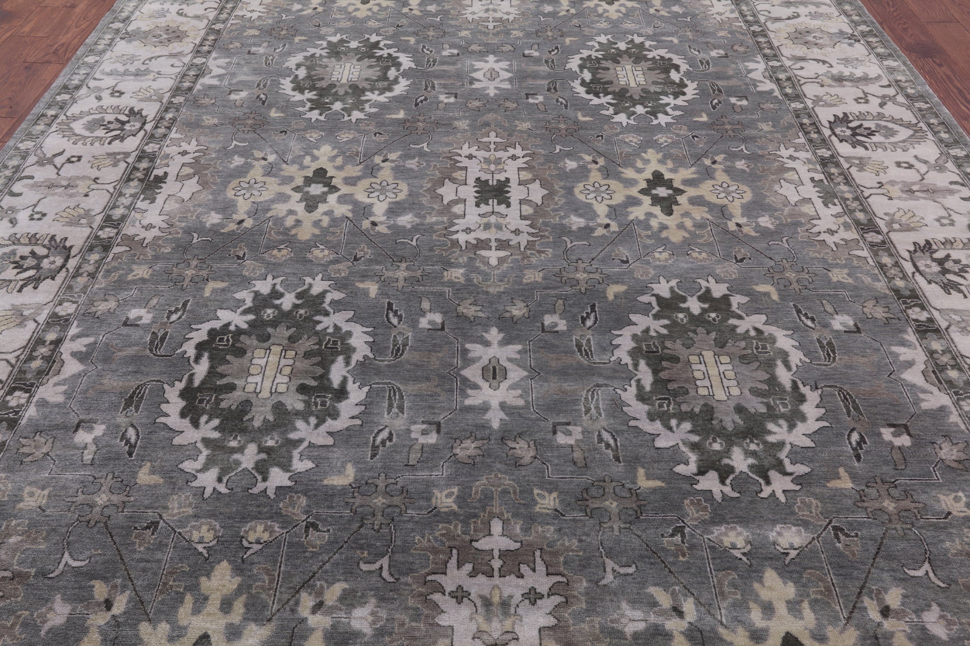 Grey Persian Fine Serapi Hand Knotted Wool Rug - 9' 0" X 11' 10" - Golden Nile