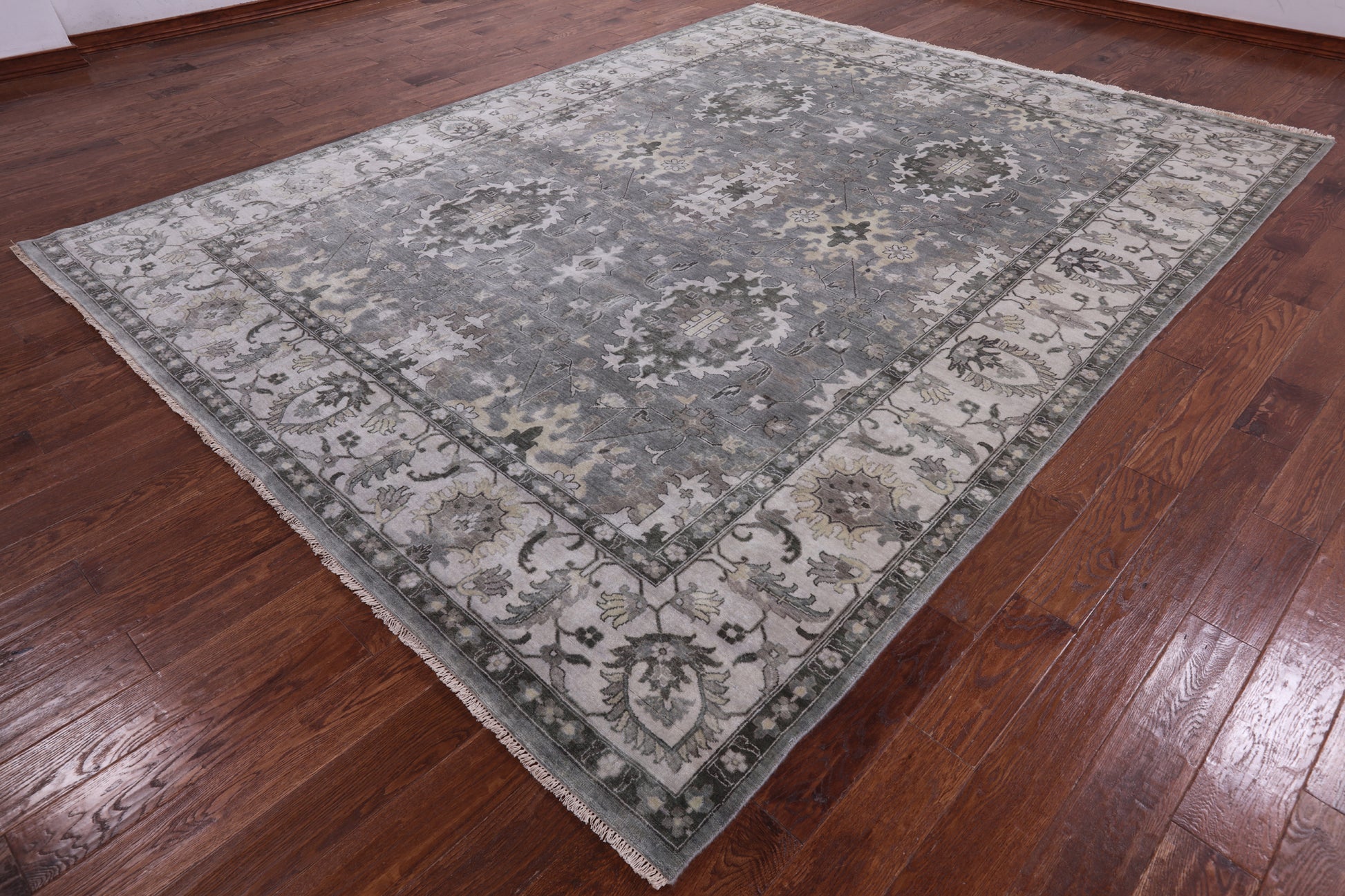 Grey Persian Fine Serapi Hand Knotted Wool Rug - 9' 0" X 11' 10" - Golden Nile
