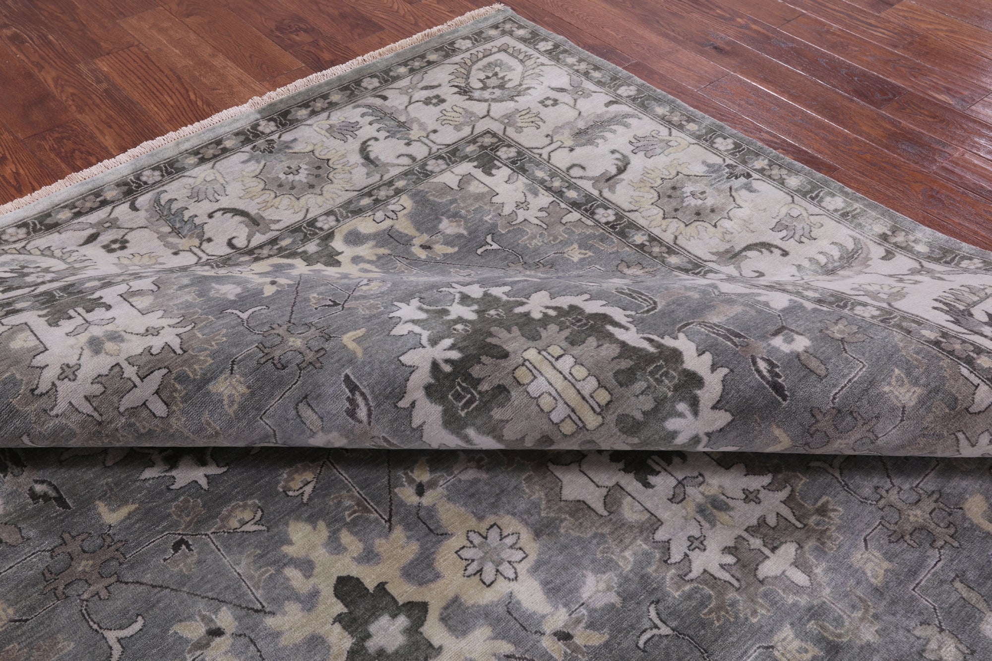Grey Persian Fine Serapi Hand Knotted Wool Rug - 9' 0" X 11' 10" - Golden Nile