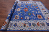 Blue Turkish Oushak Hand Knotted Wool Rug - 9' 4" X 12' 3" - Golden Nile