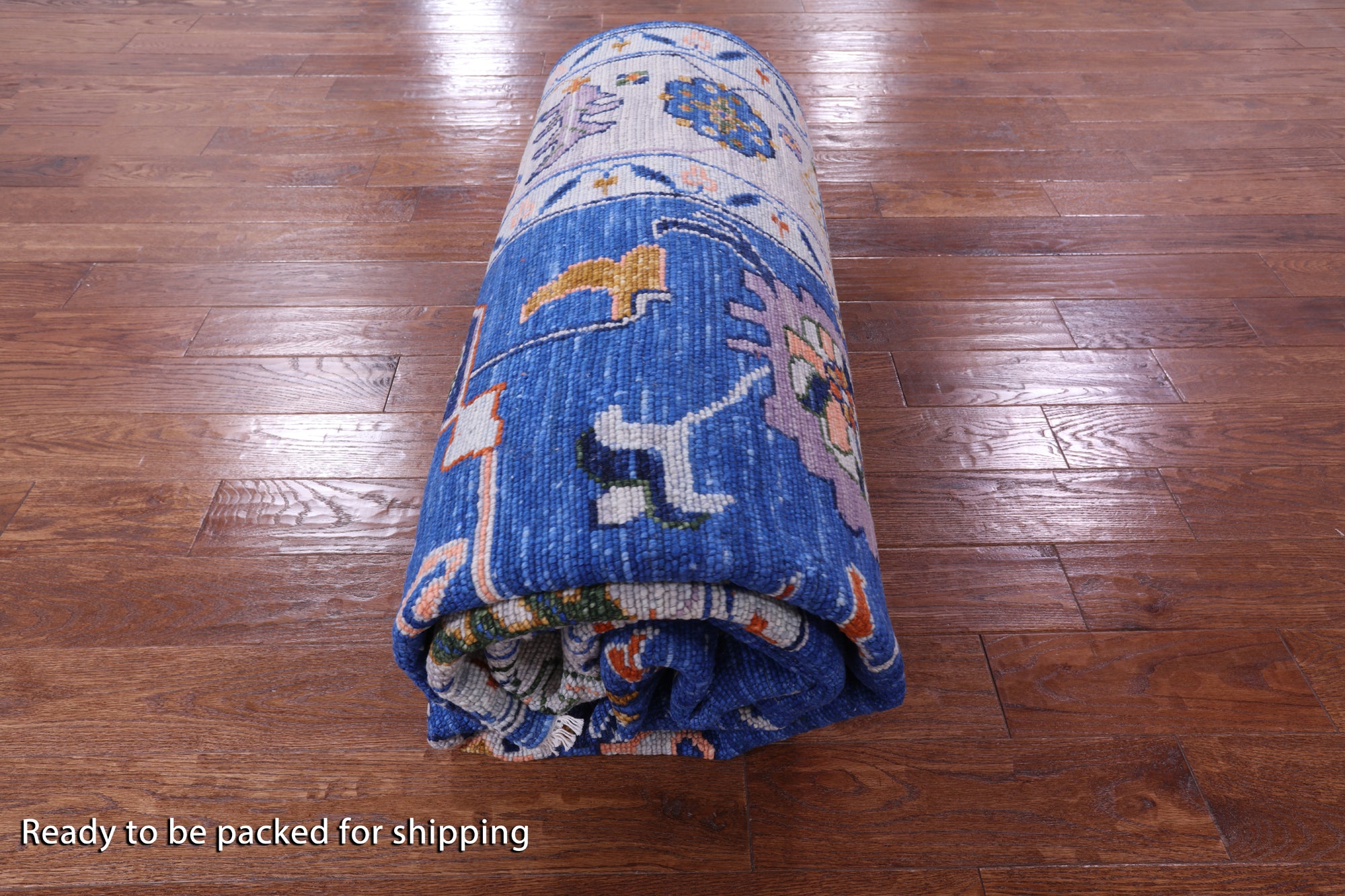 Blue Turkish Oushak Hand Knotted Wool Rug - 9' 4" X 12' 3" - Golden Nile
