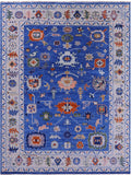 Blue Turkish Oushak Hand Knotted Wool Rug - 9' 4" X 12' 3" - Golden Nile