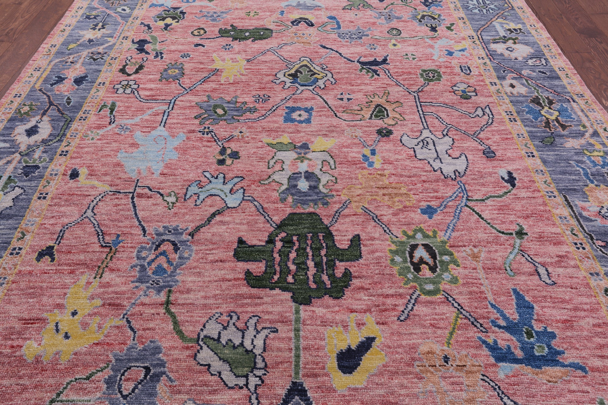 Pink Turkish Oushak Hand Knotted Wool Rug - 8' 3" X 11' 4" - Golden Nile