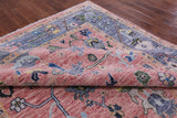 Pink Turkish Oushak Hand Knotted Wool Rug - 8' 3" X 11' 4" - Golden Nile