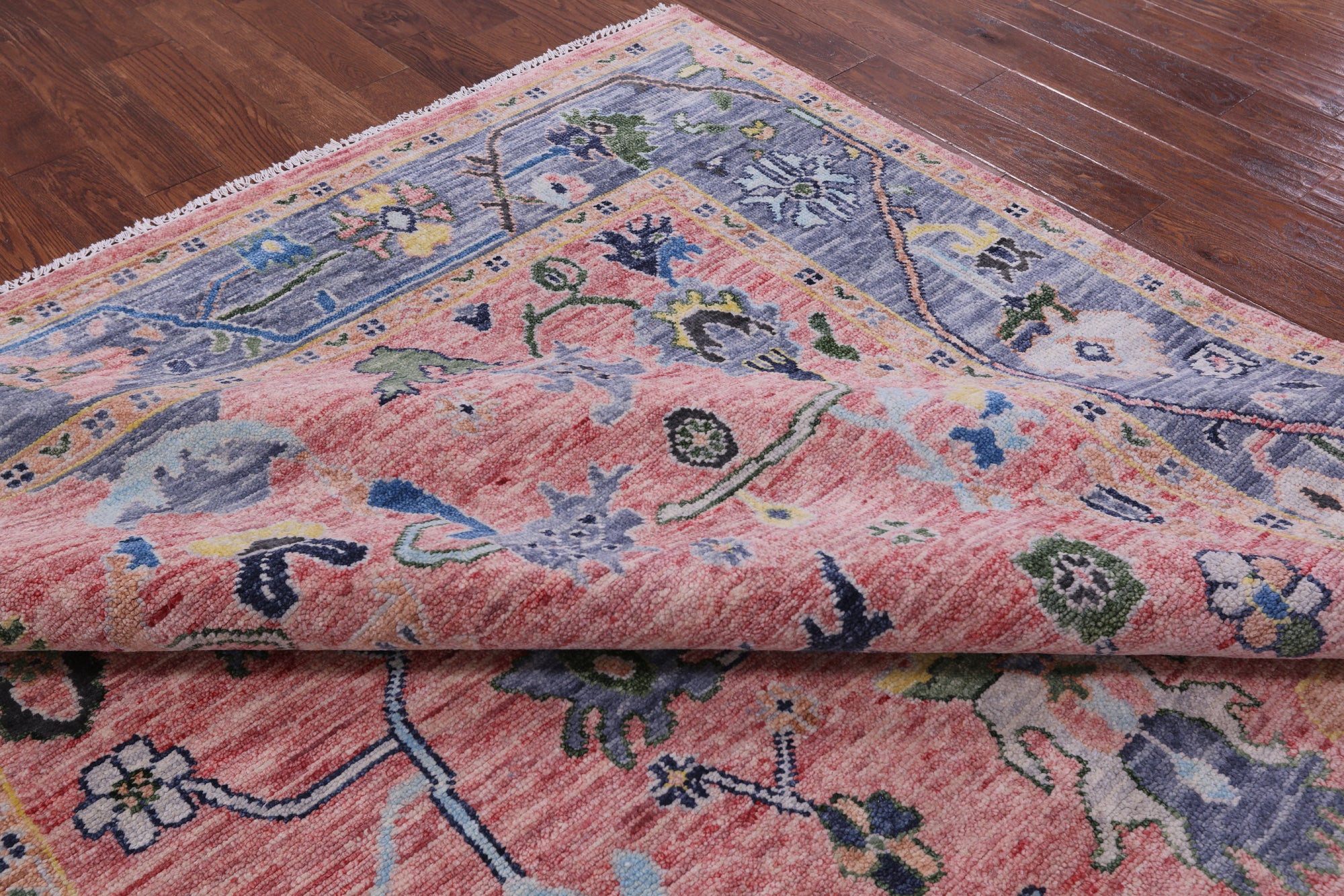 Pink Turkish Oushak Hand Knotted Wool Rug - 8' 3" X 11' 4" - Golden Nile