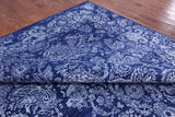 Blue Contemporary Hand Knotted Wool & Silk Rug - 10' 2" X 14' 1" - Golden Nile