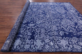 Blue Contemporary Hand Knotted Wool & Silk Rug - 10' 2" X 14' 1" - Golden Nile