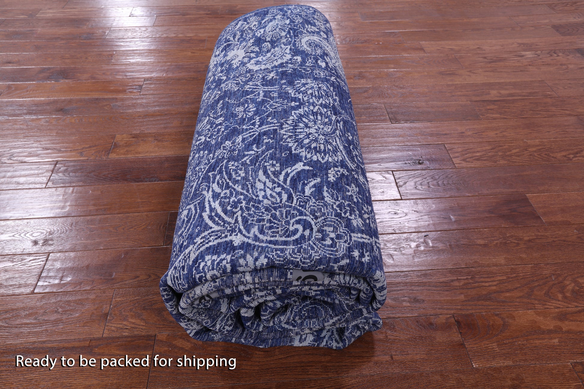 Blue Contemporary Hand Knotted Wool & Silk Rug - 10' 2" X 14' 1" - Golden Nile
