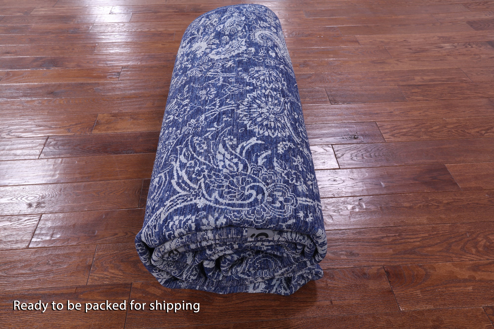 Blue Contemporary Hand Knotted Wool & Silk Rug - 10' 2" X 14' 1" - Golden Nile