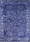 Blue Contemporary Hand Knotted Wool & Silk Rug - 10' 2" X 14' 1" - Golden Nile