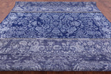 Blue Contemporary Hand Knotted Wool & Silk Rug - 10' 2" X 14' 1" - Golden Nile