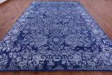 Blue Contemporary Hand Knotted Wool & Silk Rug - 10' 2" X 14' 1" - Golden Nile
