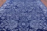Blue Contemporary Hand Knotted Wool & Silk Rug - 10' 2" X 14' 1" - Golden Nile