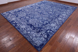 Blue Contemporary Hand Knotted Wool & Silk Rug - 10' 2" X 14' 1" - Golden Nile