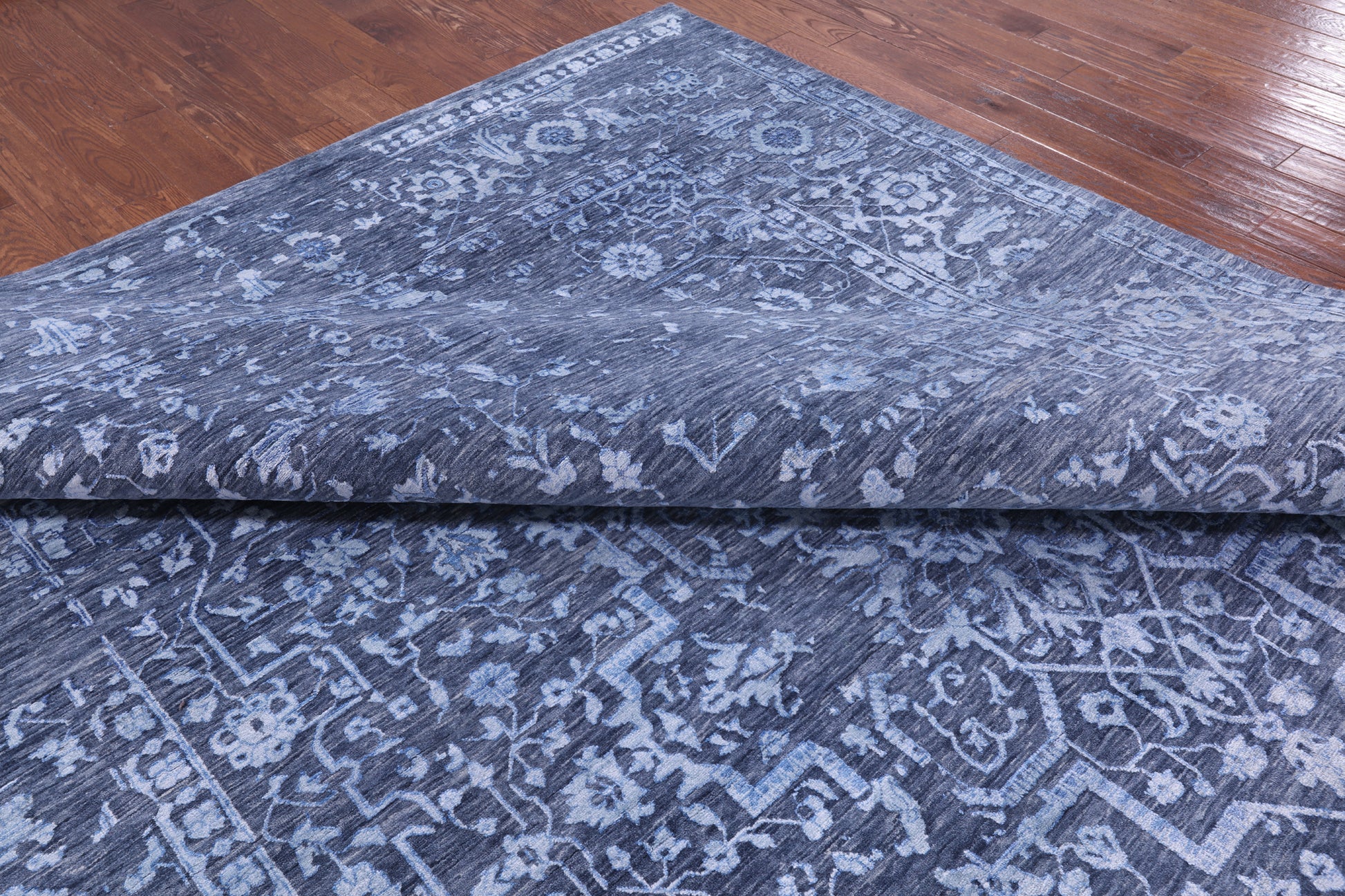 Grey Contemporary Handmade Wool & Silk Rug - 10' 0" X 14' 1" - Golden Nile