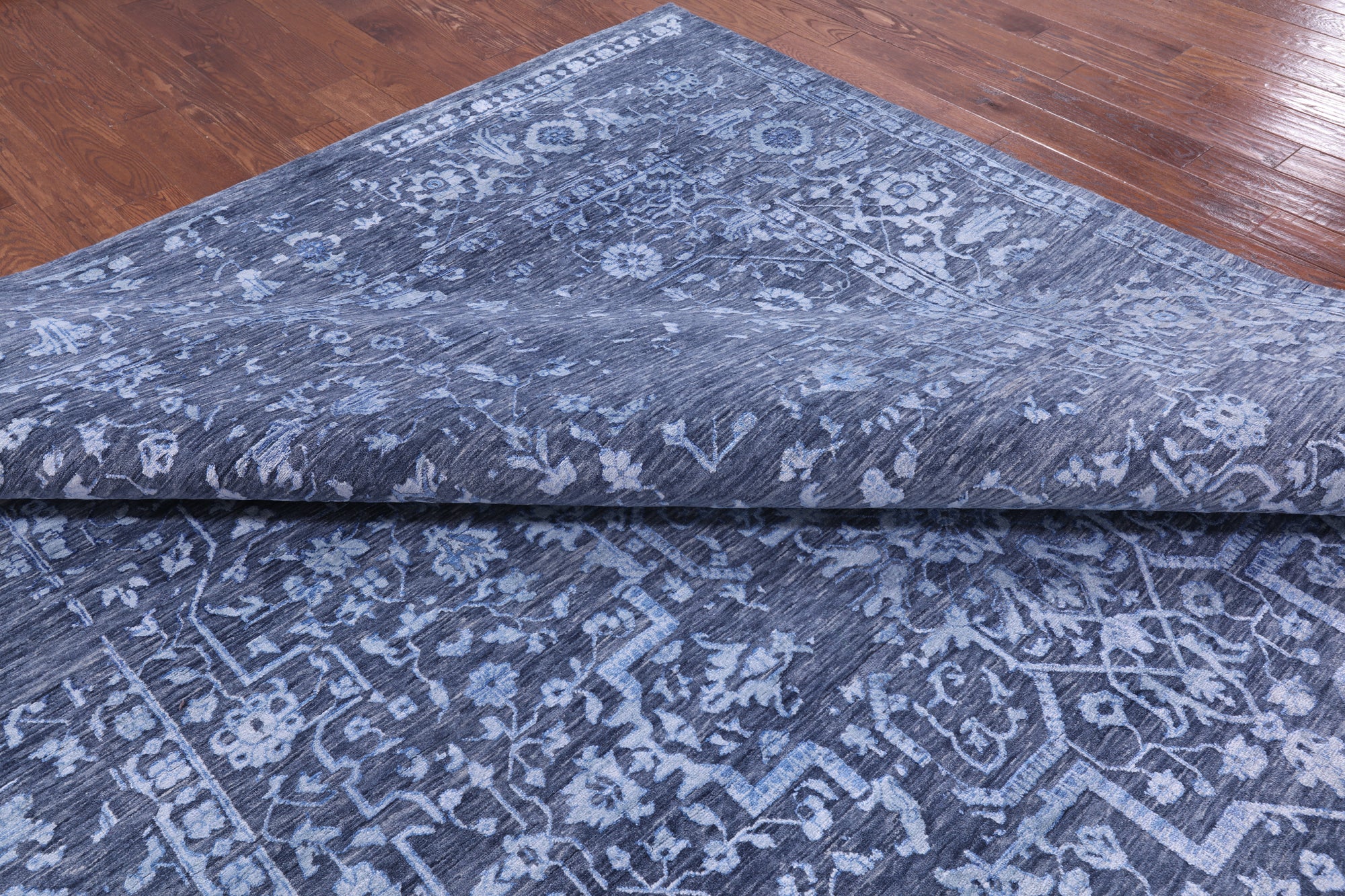 Grey Contemporary Handmade Wool & Silk Rug - 10' 0" X 14' 1" - Golden Nile