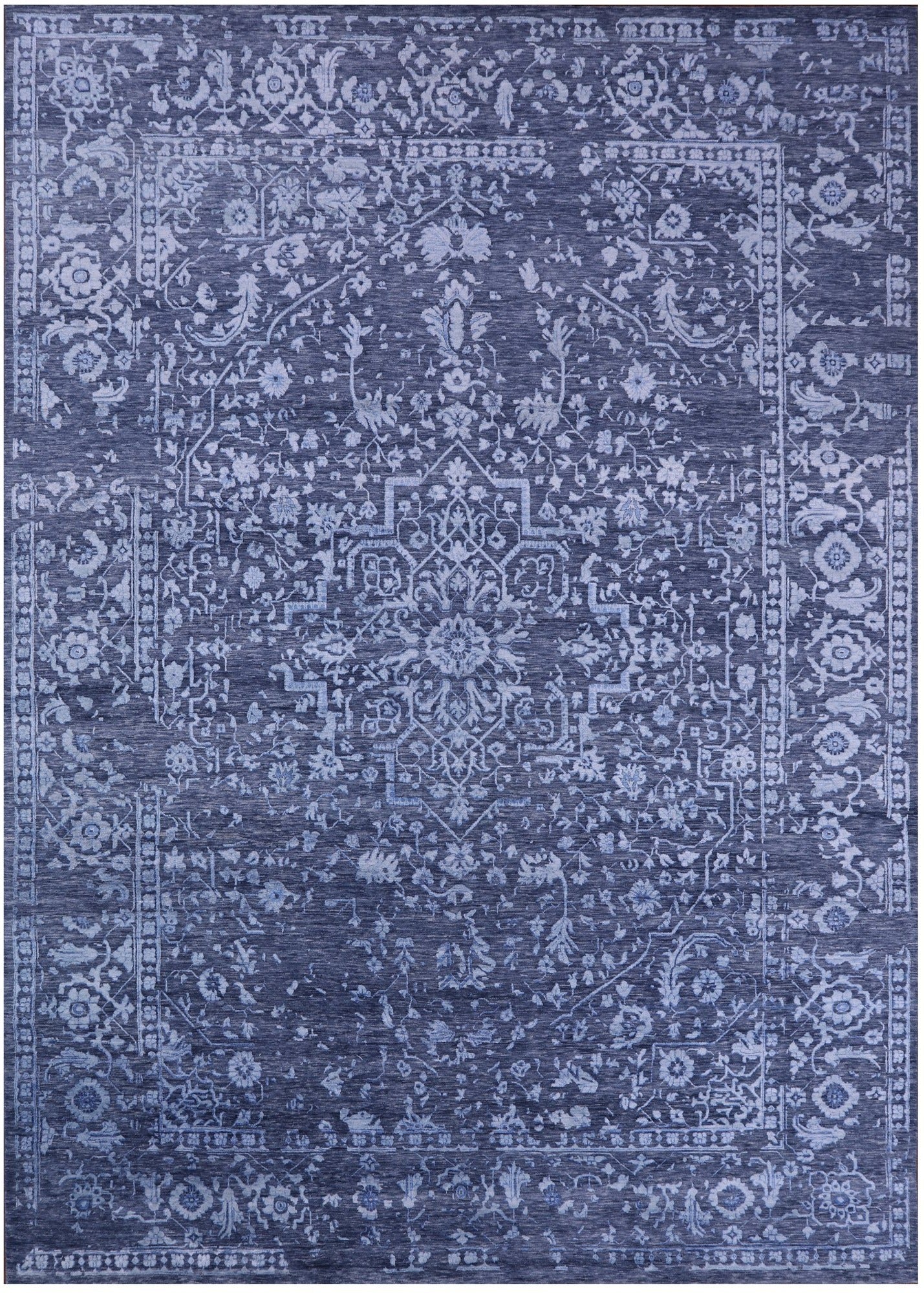 Grey Contemporary Handmade Wool & Silk Rug - 10' 0" X 14' 1" - Golden Nile