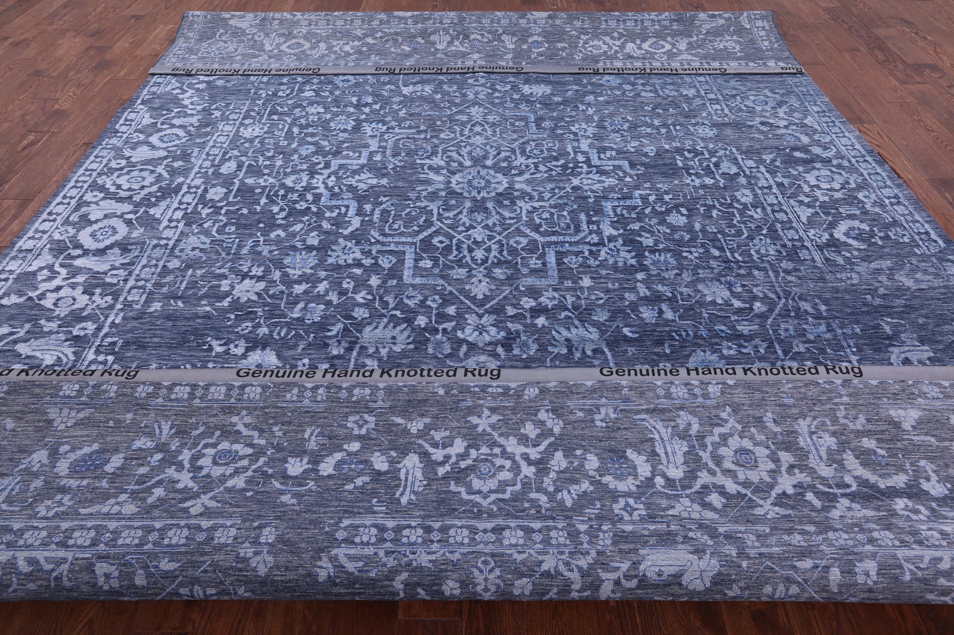 Grey Contemporary Handmade Wool & Silk Rug - 10' 0" X 14' 1" - Golden Nile