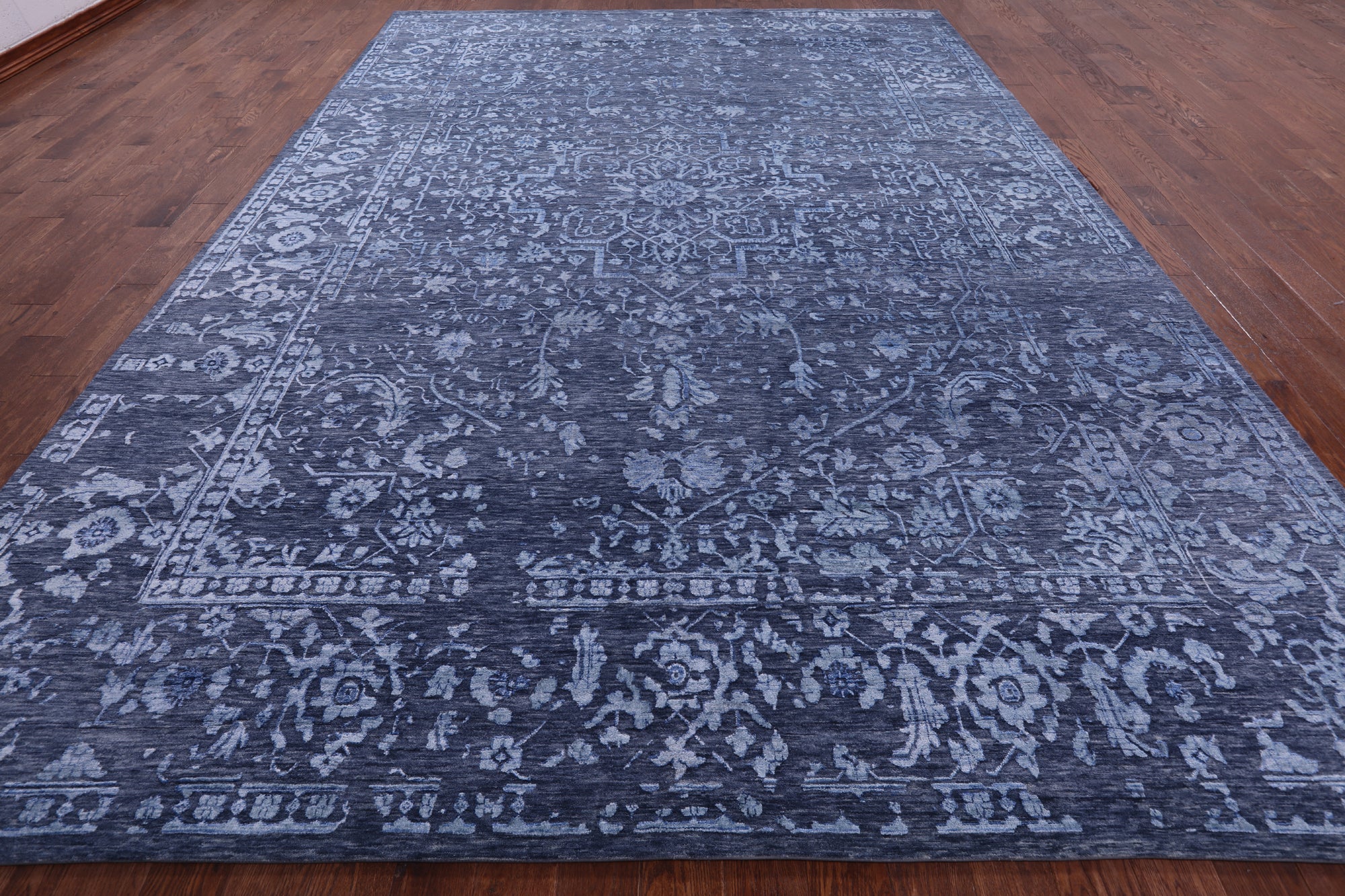 Grey Contemporary Handmade Wool & Silk Rug - 10' 0" X 14' 1" - Golden Nile