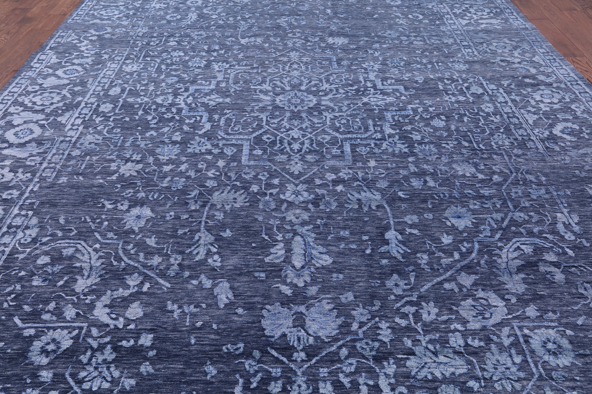 Grey Contemporary Handmade Wool & Silk Rug - 10' 0" X 14' 1" - Golden Nile