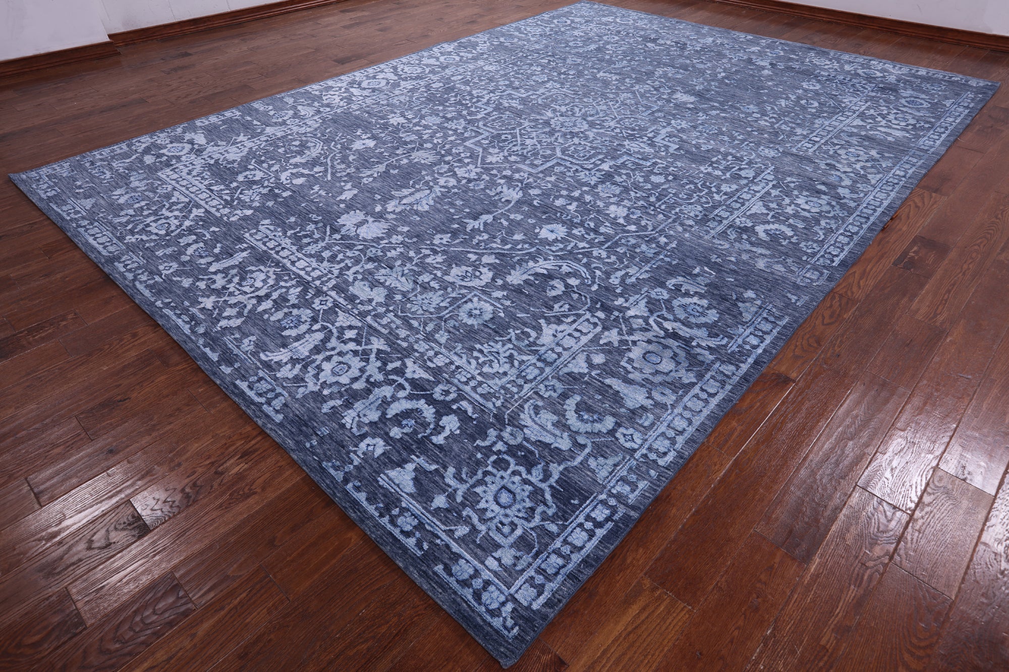 Grey Contemporary Handmade Wool & Silk Rug - 10' 0" X 14' 1" - Golden Nile