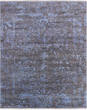 Grey Modern Hand Knotted Wool & Silk Rug - 8' 1" X 9' 10" - Golden Nile