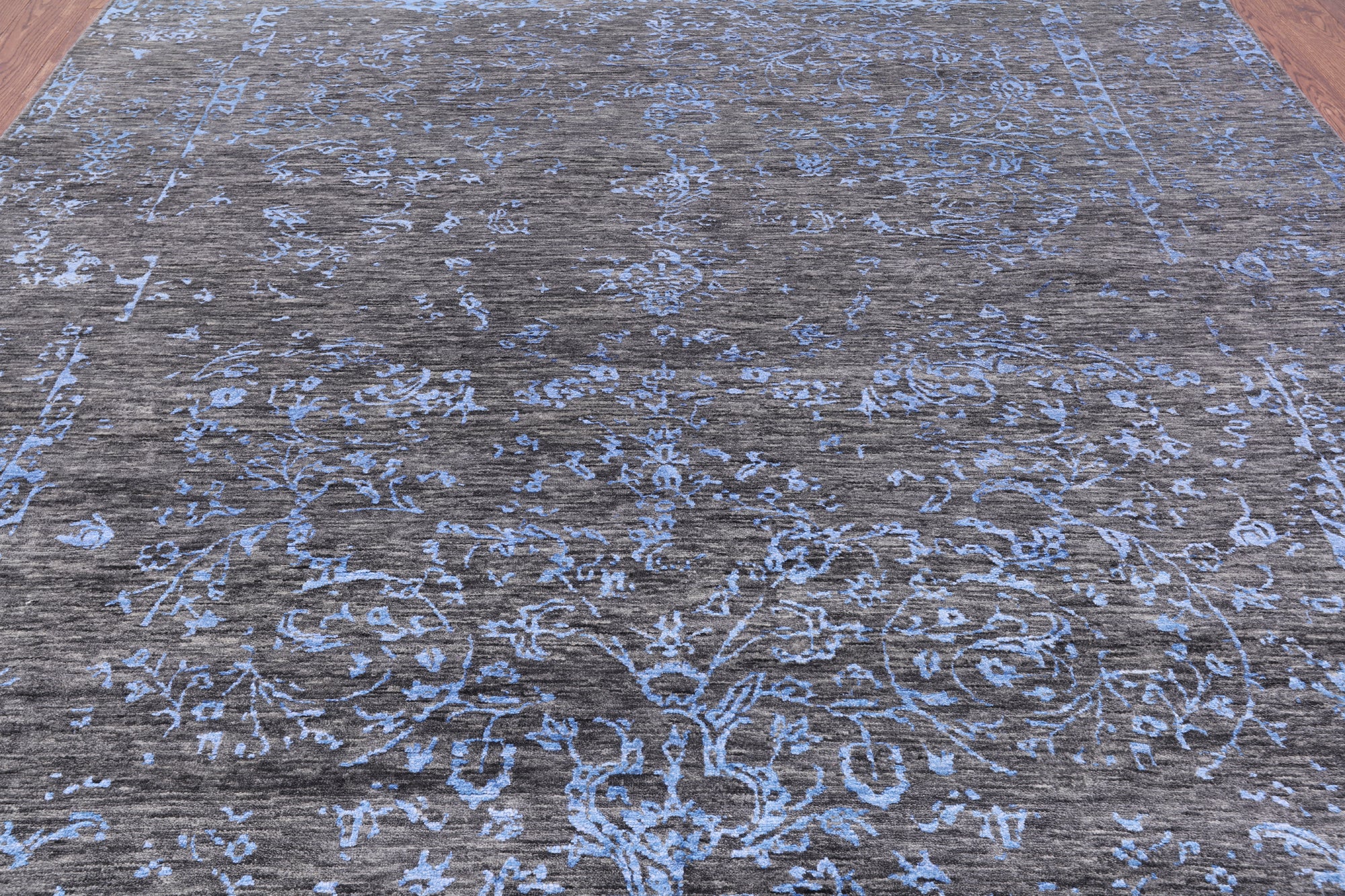 Grey Modern Hand Knotted Wool & Silk Rug - 8' 1" X 9' 10" - Golden Nile