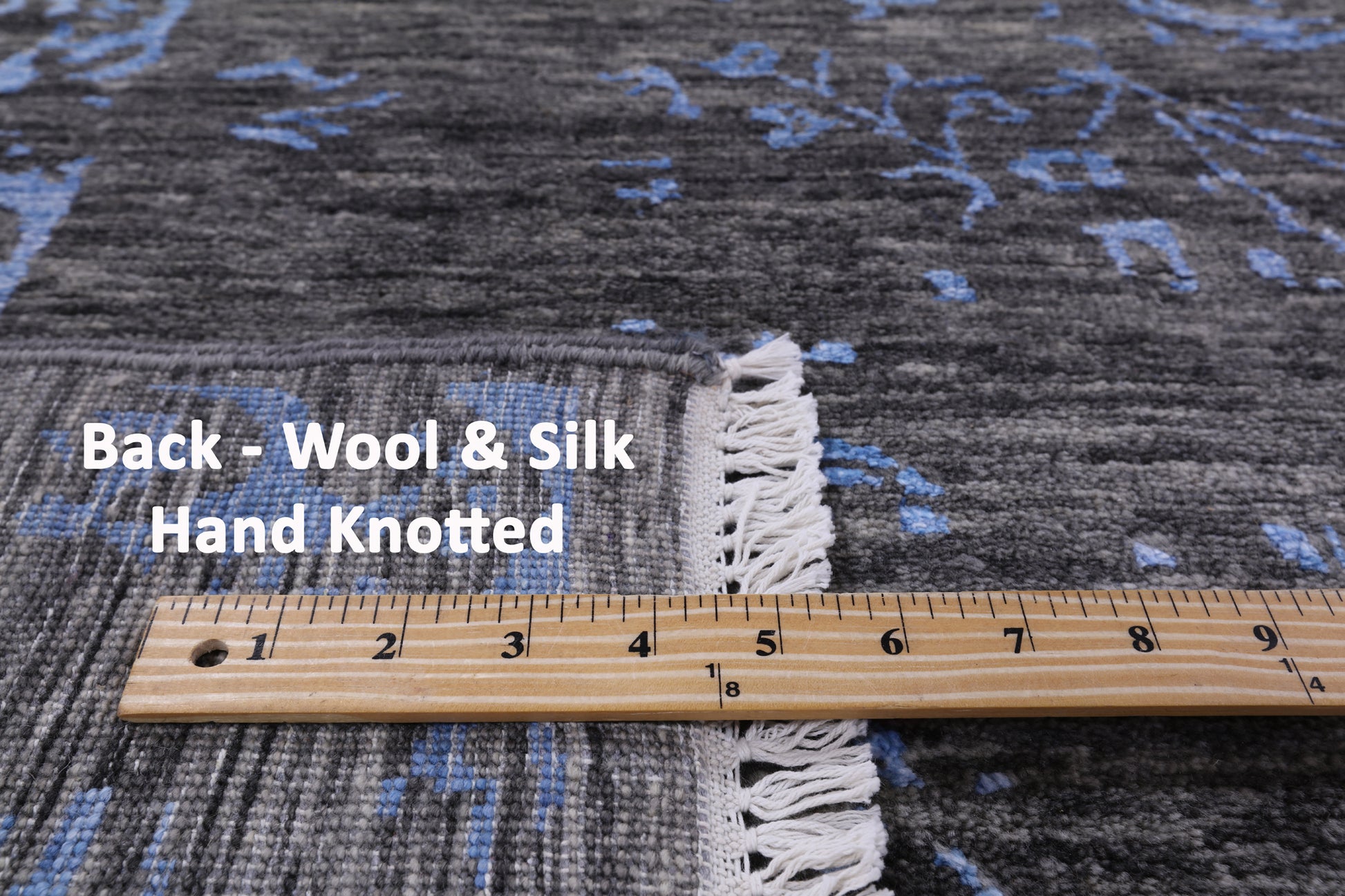 Grey Modern Hand Knotted Wool & Silk Rug - 8' 1" X 9' 10" - Golden Nile