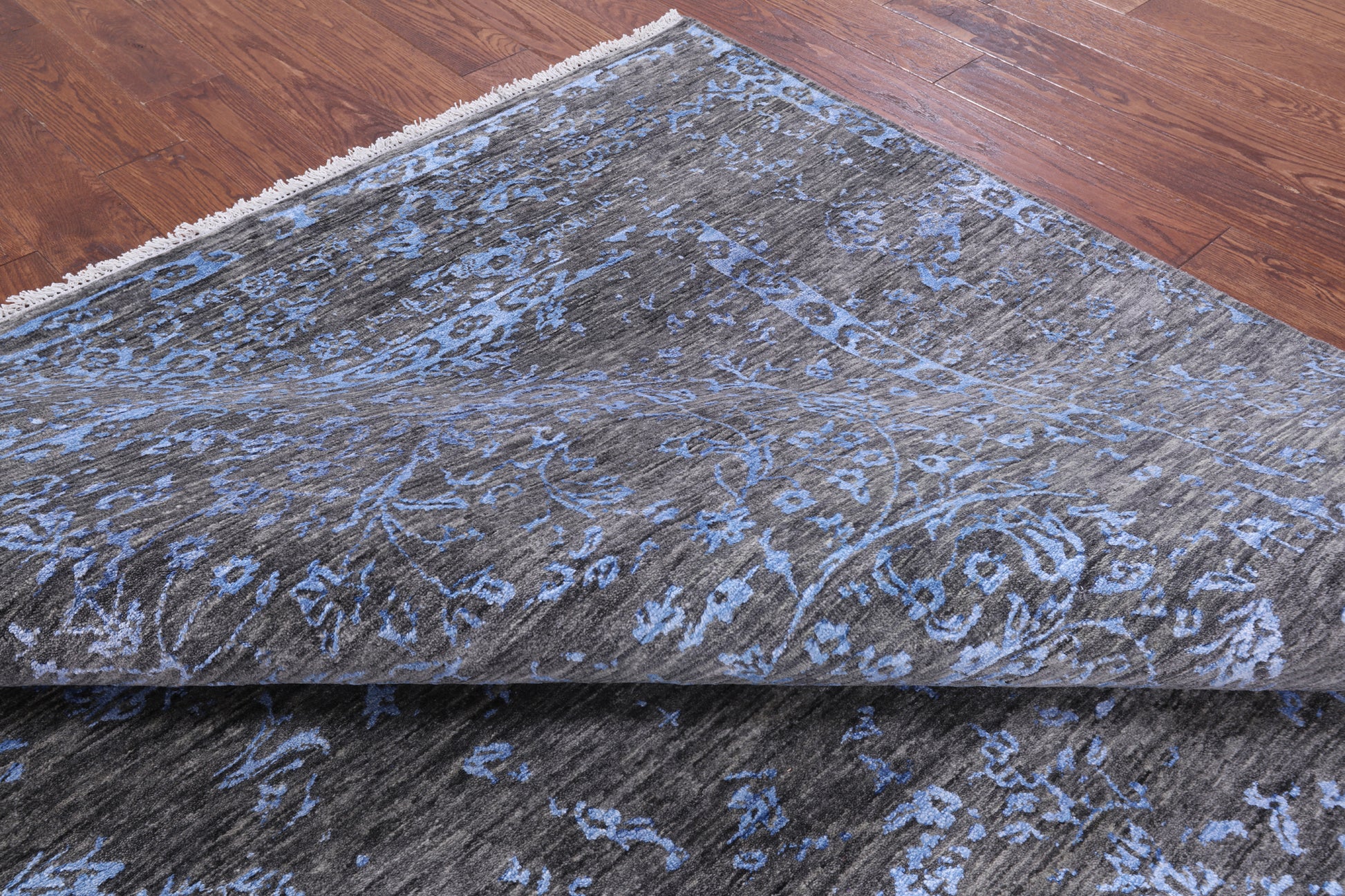 Grey Modern Hand Knotted Wool & Silk Rug - 8' 1" X 9' 10" - Golden Nile