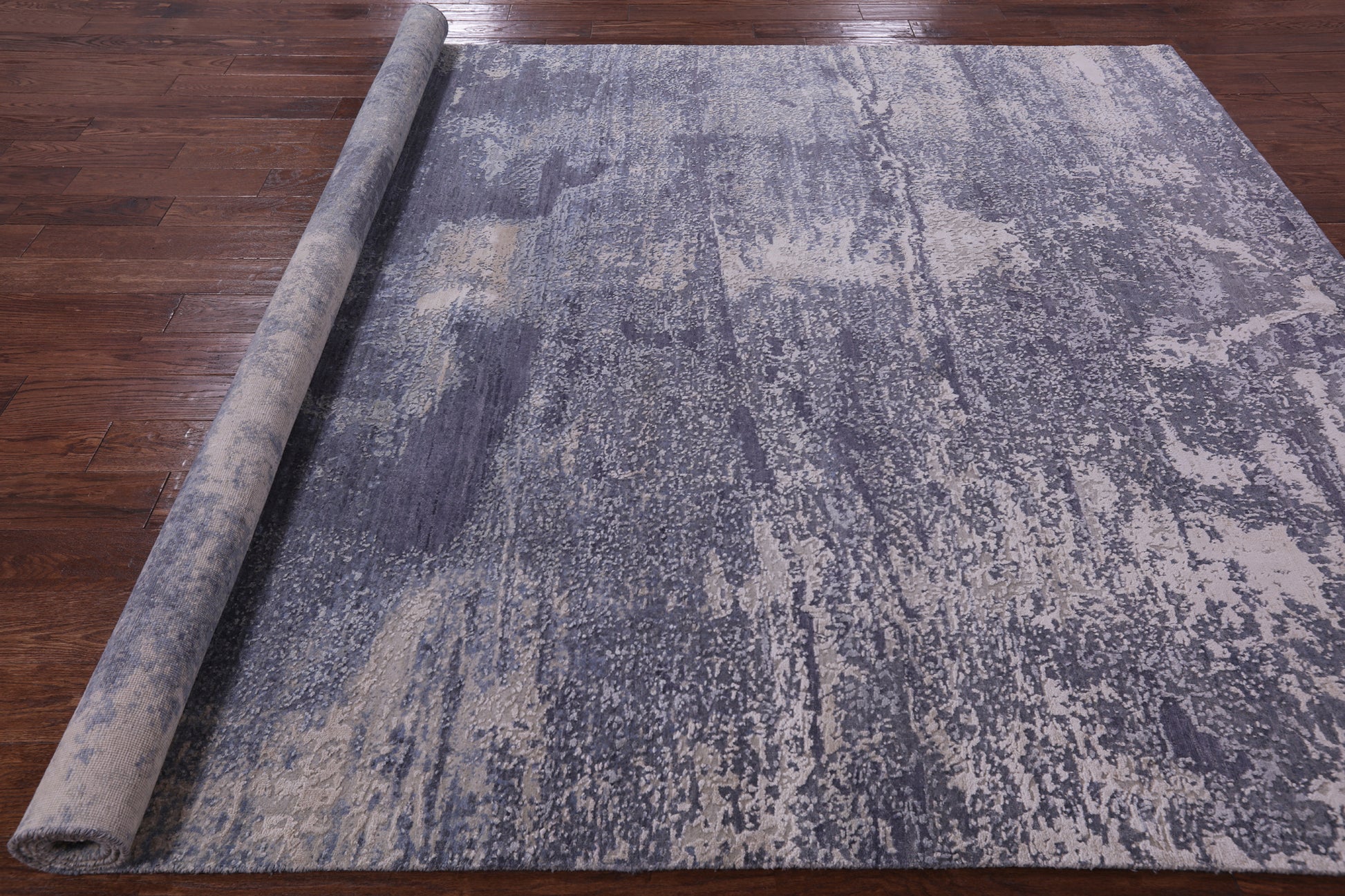 Abstract Contemporary Hand Knotted Wool & Silk Rug - 7' 11" X 10' 2" - Golden Nile