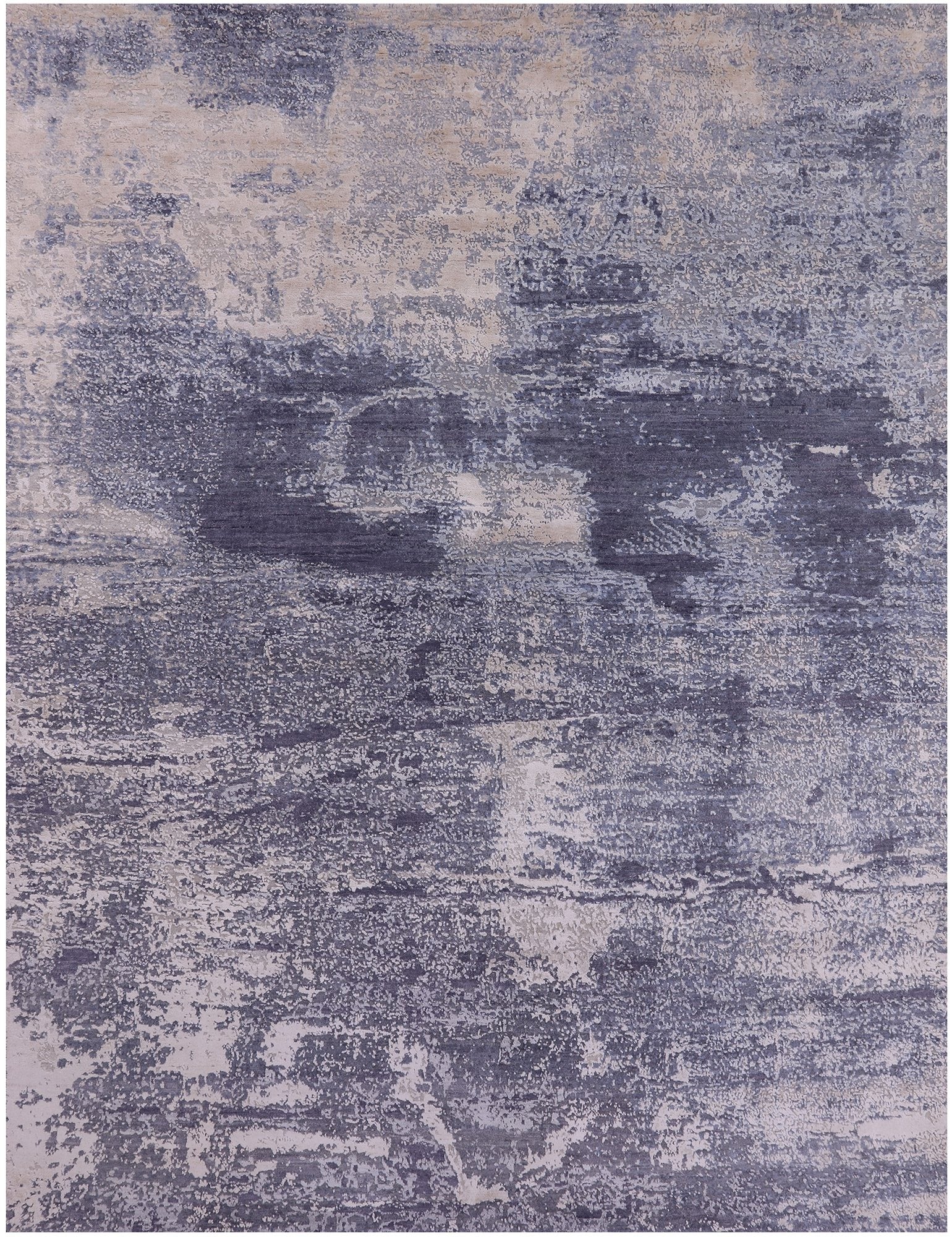 Abstract Contemporary Hand Knotted Wool & Silk Rug - 7' 11" X 10' 2" - Golden Nile