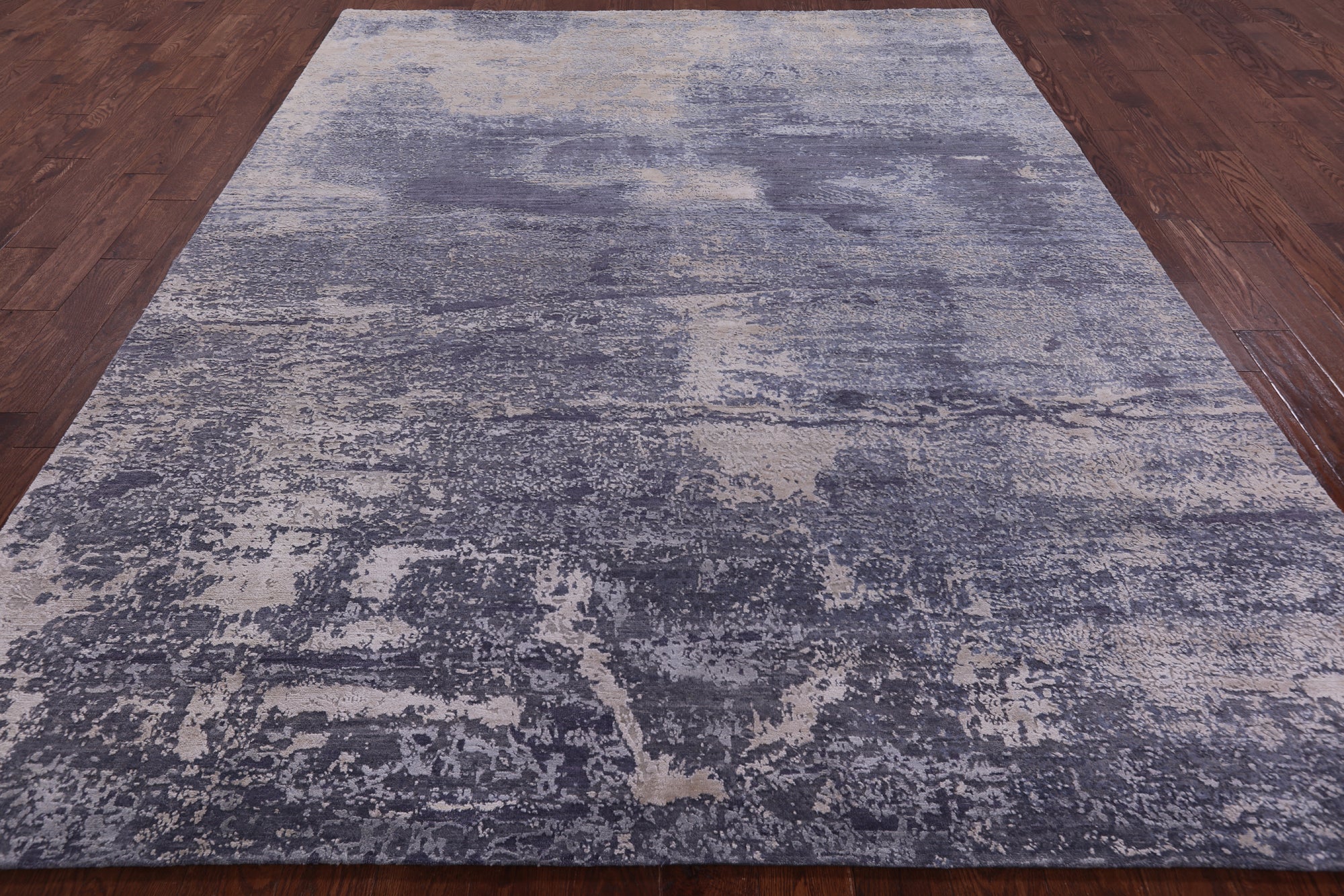 Abstract Contemporary Hand Knotted Wool & Silk Rug - 7' 11" X 10' 2" - Golden Nile