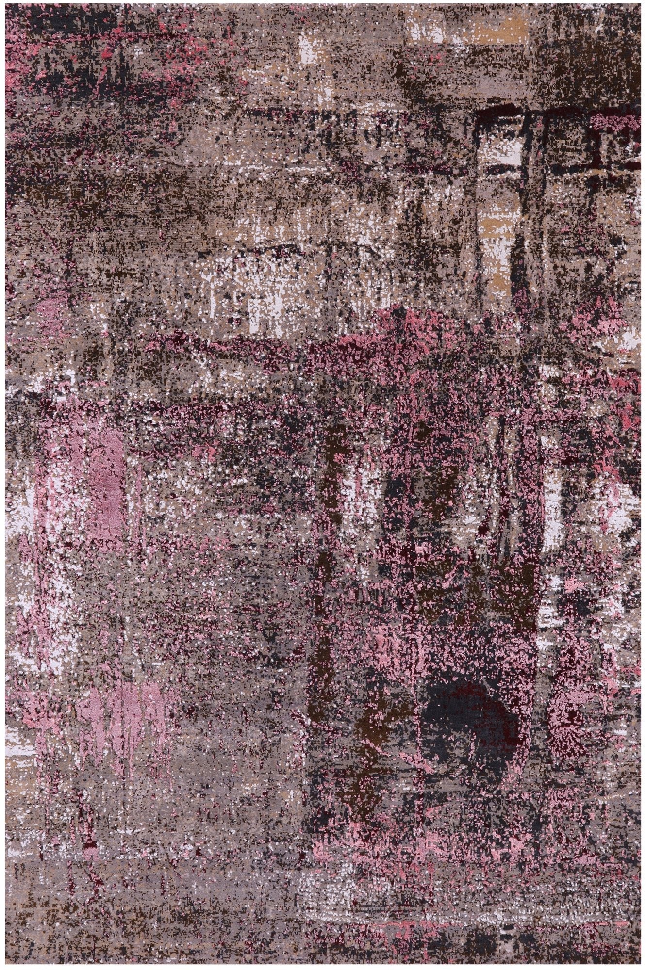 Abstract Modern Handmade Wool & Silk Rug - 6' 0" X 9' 1" - Golden Nile