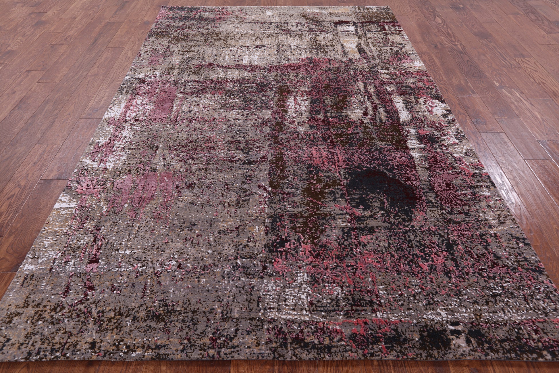 Abstract Modern Handmade Wool & Silk Rug - 6' 0" X 9' 1" - Golden Nile