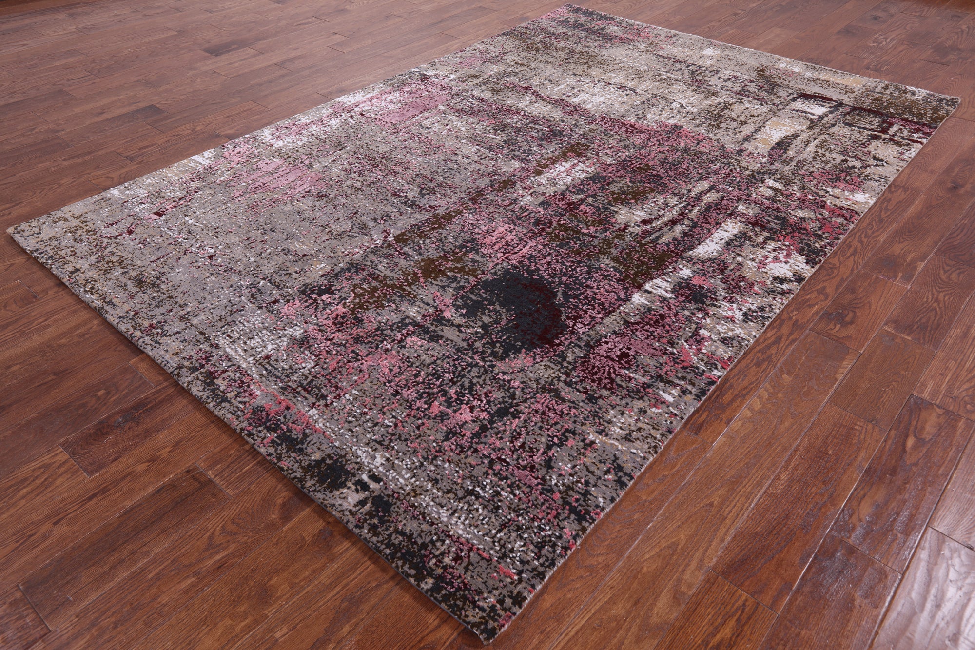 Abstract Modern Handmade Wool & Silk Rug - 6' 0" X 9' 1" - Golden Nile
