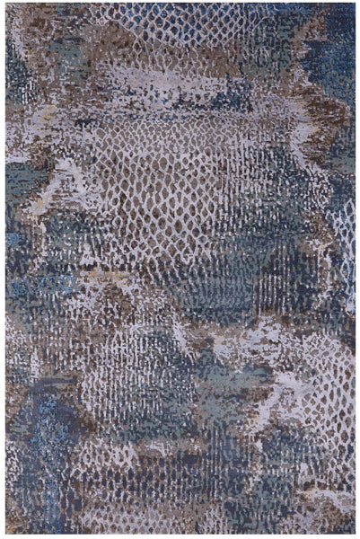 Animal Print Design Contemporary Hand Knotted Wool & Silk Rug - 5' 6" X 8' 3" - Golden Nile