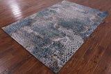 Animal Print Design Contemporary Hand Knotted Wool & Silk Rug - 5' 6" X 8' 3" - Golden Nile