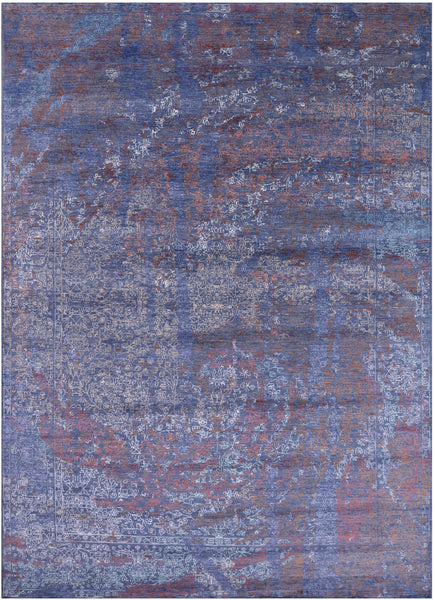 Modern Hand Knotted Wool & Silk Rug - 8' 10" X 12' 6" - Golden Nile