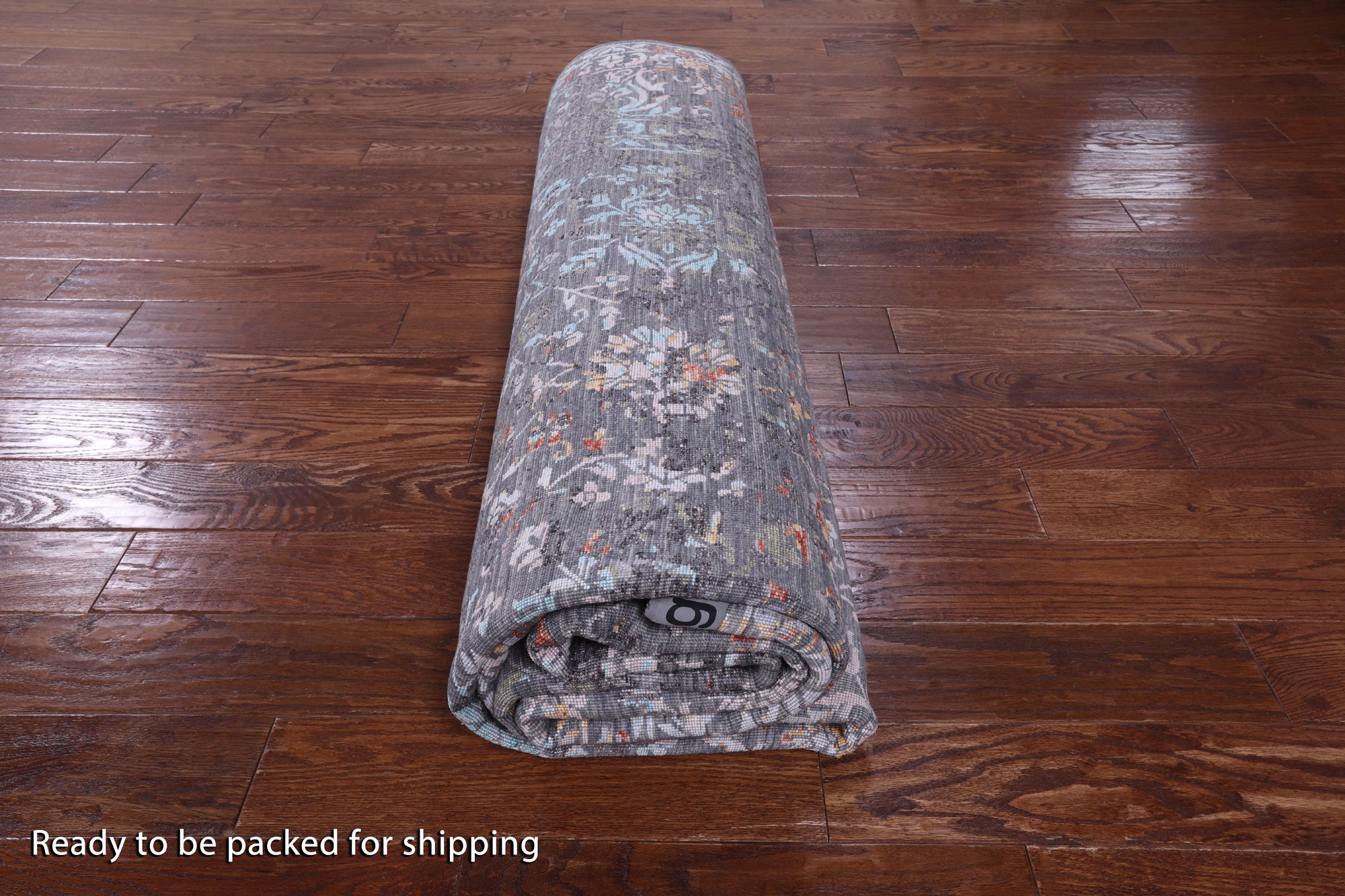 Grey Modern Hand Knotted Wool & Silk Rug - 8' 11" X 11' 11" - Golden Nile