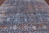 Grey Modern Hand Knotted Wool & Silk Rug - 8' 11" X 11' 11" - Golden Nile