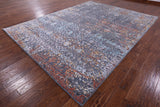 Grey Modern Hand Knotted Wool & Silk Rug - 8' 11" X 11' 11" - Golden Nile