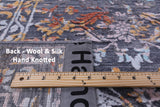 Grey Modern Hand Knotted Wool & Silk Rug - 8' 11" X 11' 11" - Golden Nile